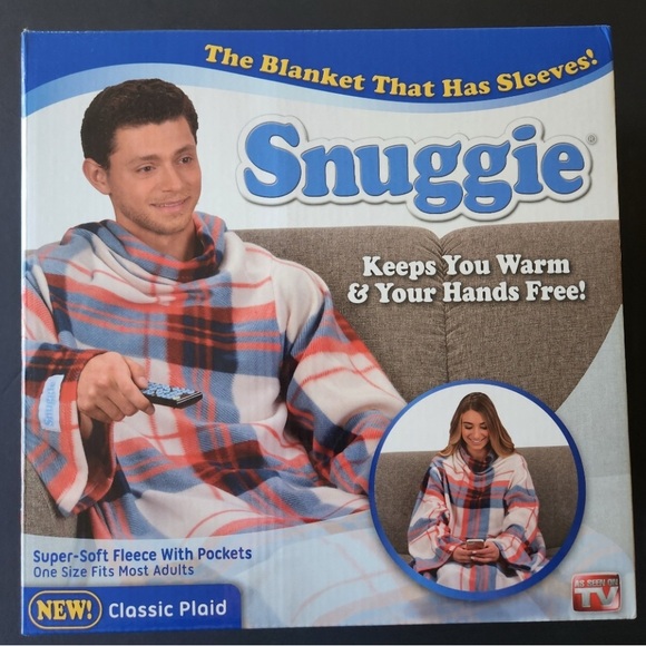 SNUGGIE! Authentic, single person off-white, red & blue plaid fleece.
O/S EUC - Picture 7 of 10